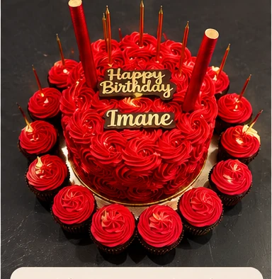 Cake Rouge avec Cupcakes, 20 personnes